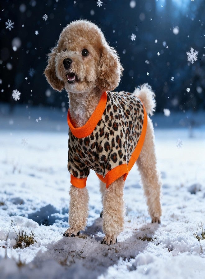 Rbenxia 2 Pieces Dog Fleece Sweaters Puppy Warm Sweater Doggie Sweatshirt Soft Fleece Dog Pajamas Puppy Clothes Winter Dogs Outfits for Small Dogs Cat Pets (Small, Leopard Print + Polka dots) - Image 3